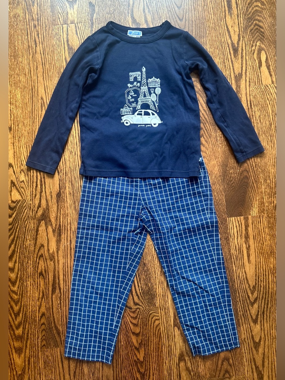 Jacadi Paris Cotton Navy and White Two-Piece Pajama Set